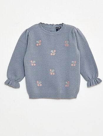 Pull en maille compacte avec broderies