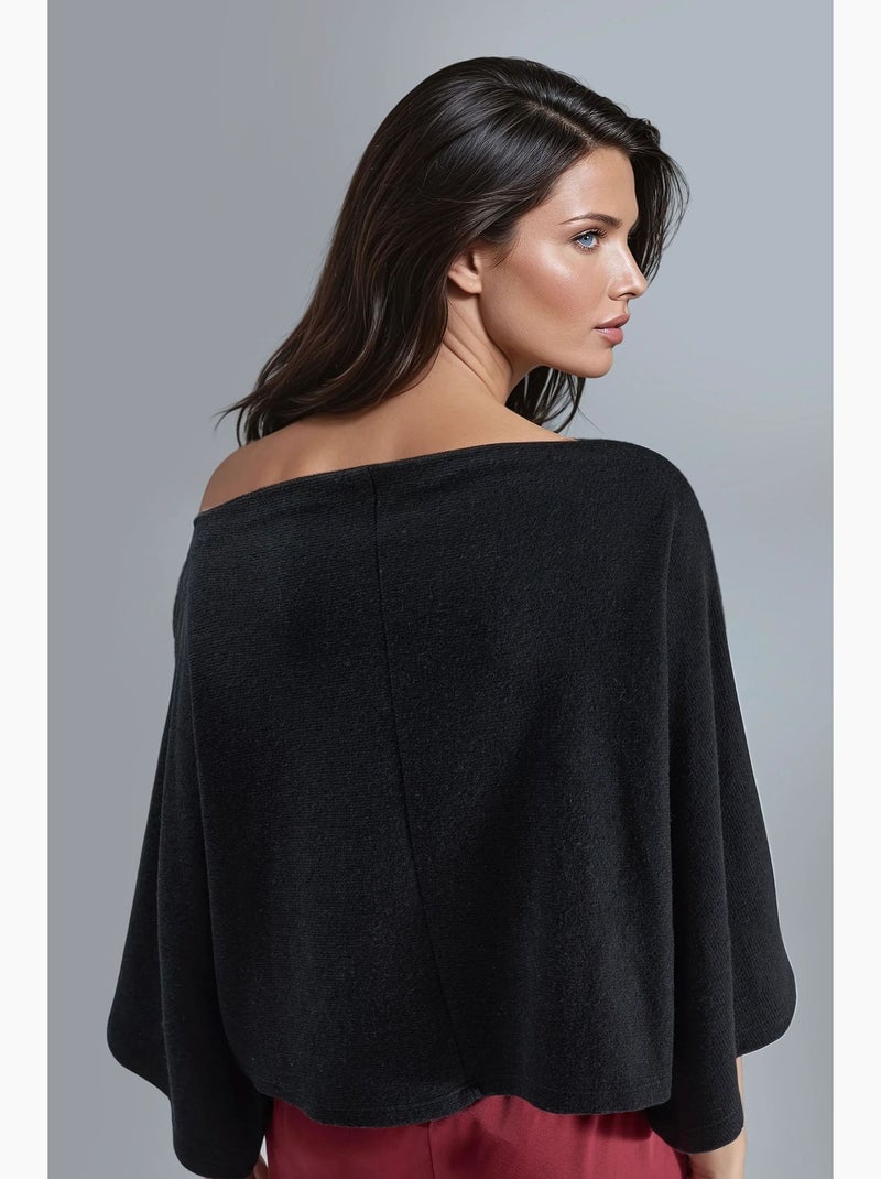 Pull en maille côtelée à col bateau busem Noir - Kiabi