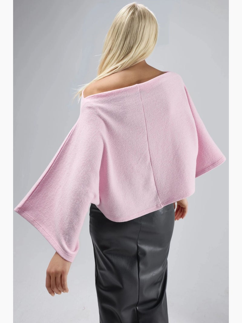 Pull en maille côtelée à col bateau busem Rose pâle - Kiabi