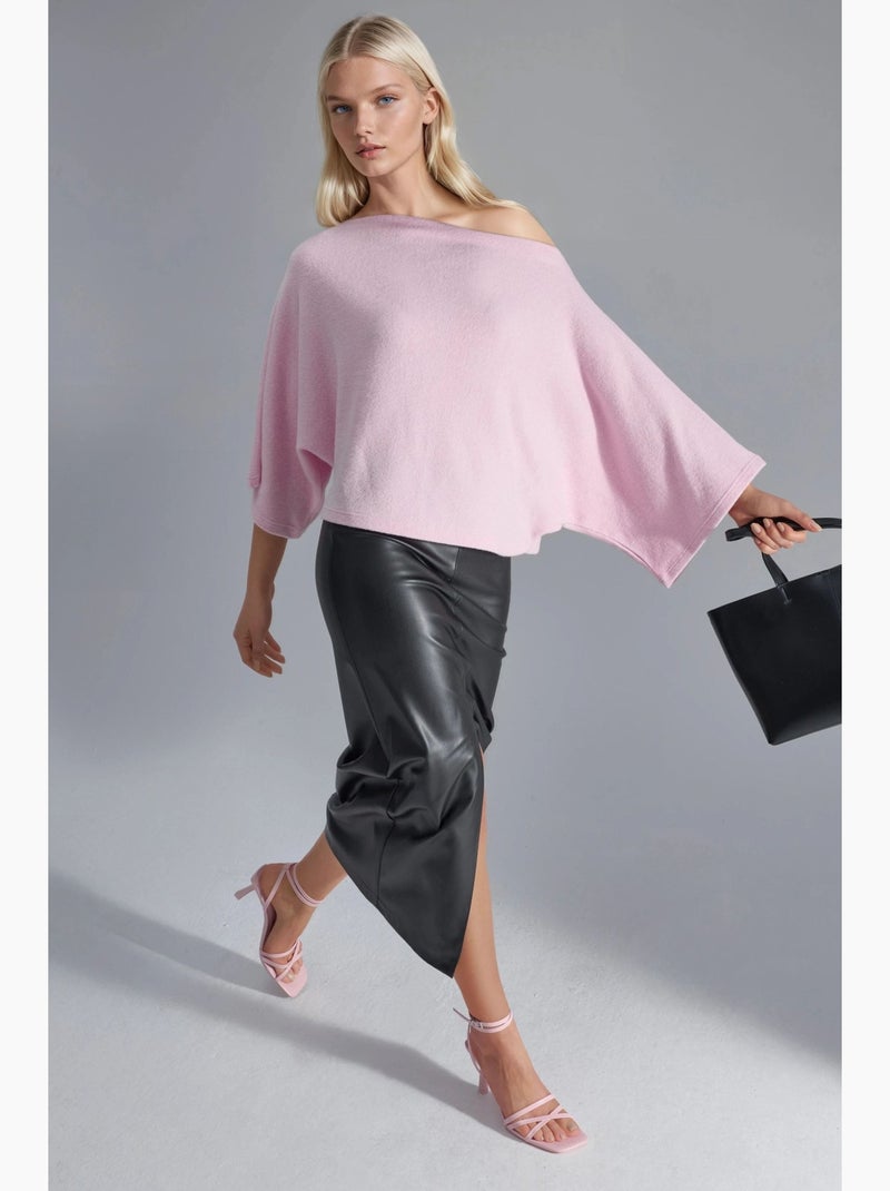 Pull en maille côtelée à col bateau busem Rose pâle - Kiabi