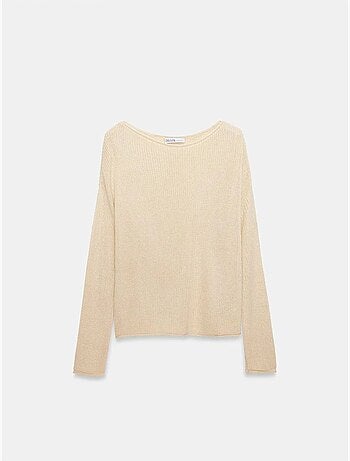 Pull en maille côtelée à col bateau pour femme dilvin