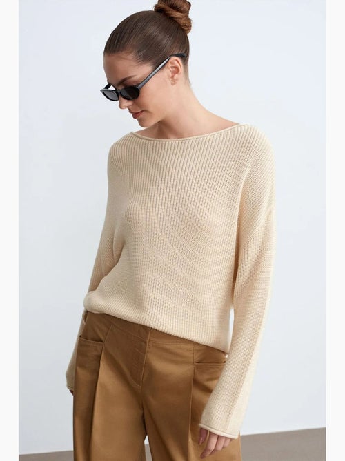 Pull en maille côtelée à col bateau pour femme dilvin - Kiabi Pull en maille côtelée à col bateau pour femme dilvin - Kiabi