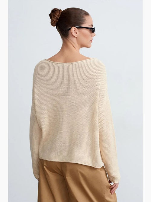 Pull en maille côtelée à col bateau pour femme dilvin - Kiabi Pull en maille côtelée à col bateau pour femme dilvin - Kiabi