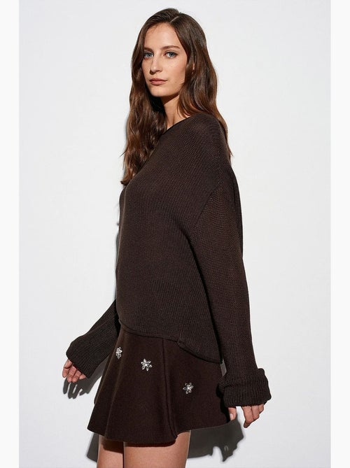 Pull en maille côtelée à col bateau pour femme dilvin - Kiabi