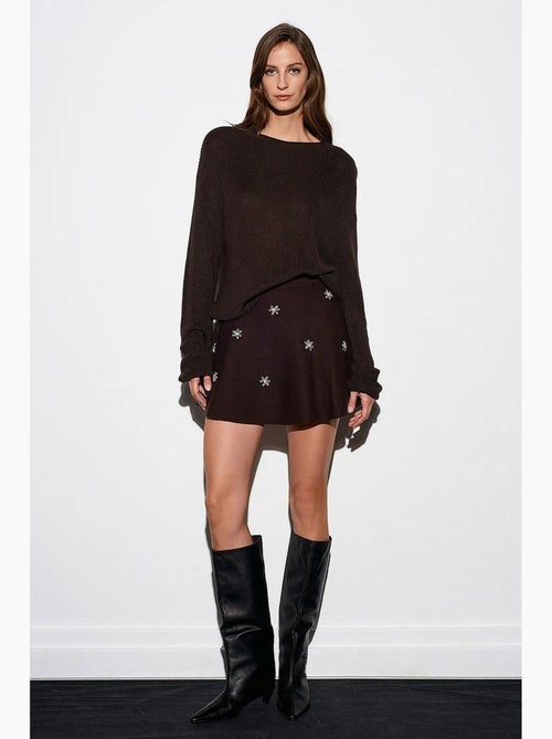 Pull en maille côtelée à col bateau pour femme dilvin - Kiabi