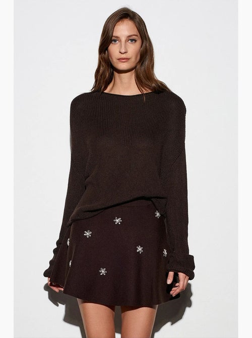 Pull en maille côtelée à col bateau pour femme dilvin - Kiabi