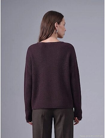 Pull en maille côtelée à col bateau pour femme dilvin