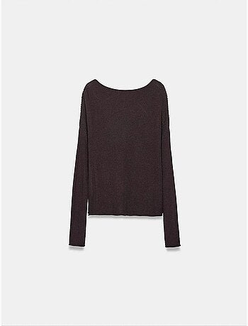 Pull en maille côtelée à col bateau pour femme dilvin