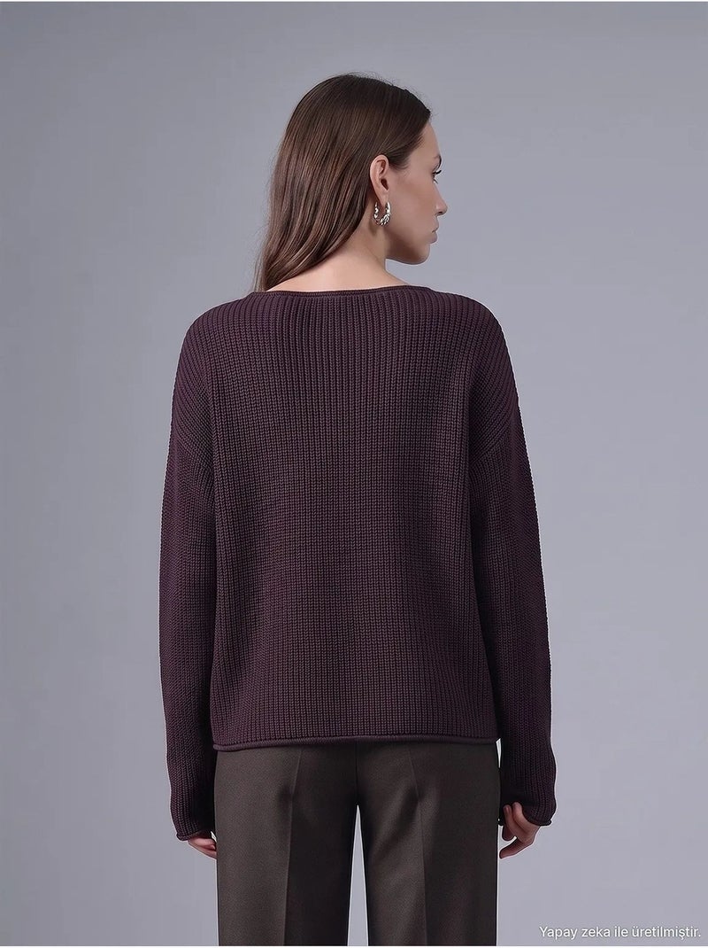 Pull en maille côtelée à col bateau pour femme dilvin Marron foncé - Kiabi