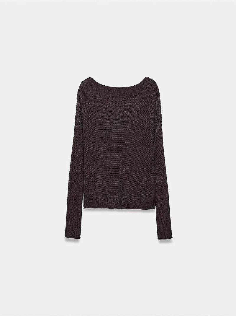 Pull en maille côtelée à col bateau pour femme dilvin Marron foncé - Kiabi