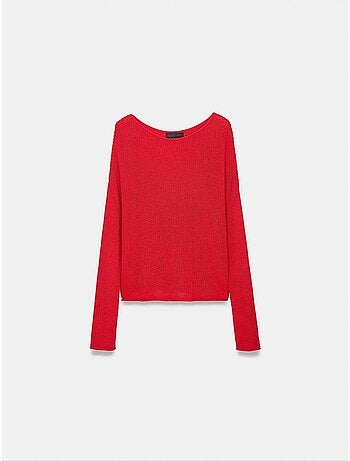 Pull en maille côtelée à col bateau pour femme dilvin