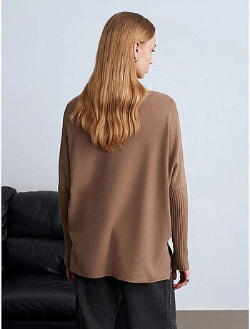 Pull en maille côtelée à col v pour femme dilvin