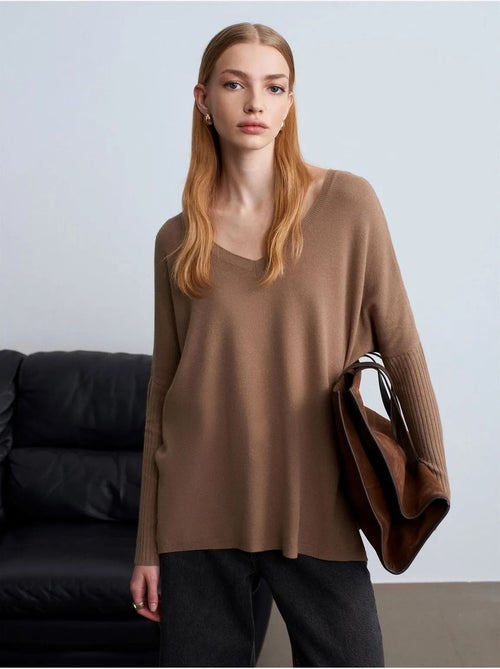 Pull en maille côtelée à col v pour femme dilvin - Kiabi Pull en maille côtelée à col v pour femme dilvin - Kiabi