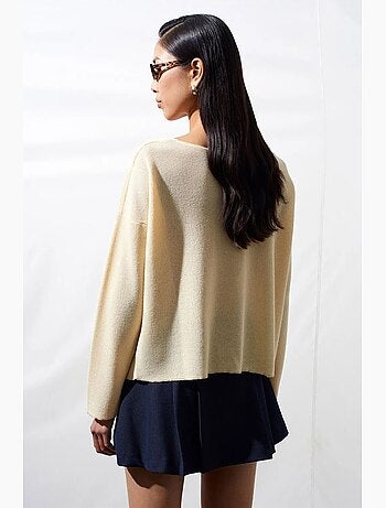 Pull en maille côtelée à col v pour femme dilvin