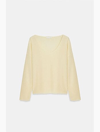 Pull en maille côtelée à col v pour femme dilvin