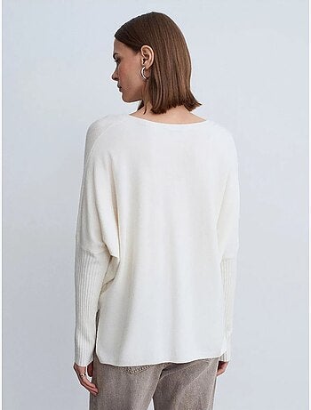 Pull en maille côtelée à col v pour femme dilvin