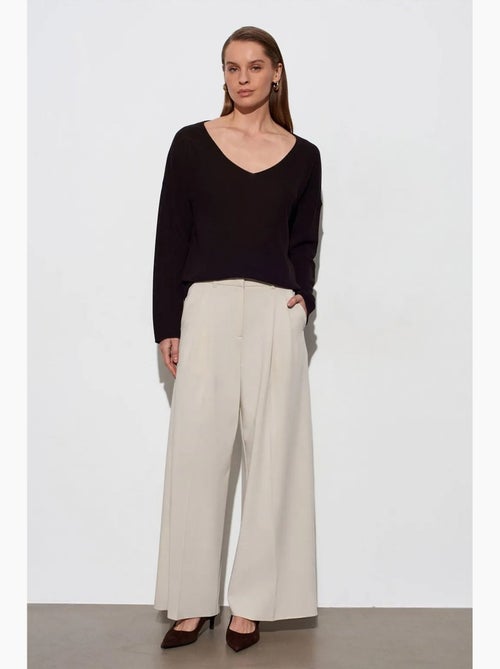 Pull en maille côtelée à col v pour femme dilvin - Kiabi Pull en maille côtelée à col v pour femme dilvin - Kiabi