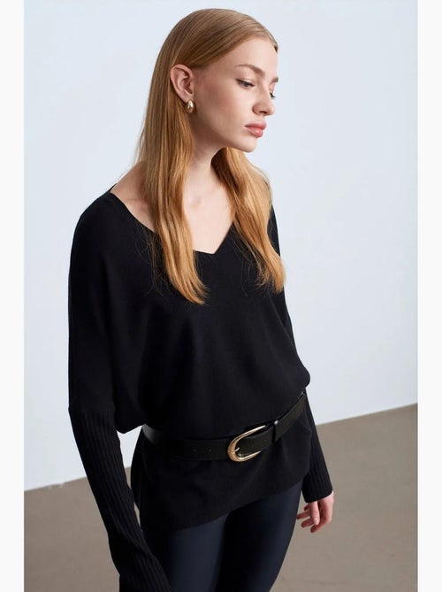 Pull en maille côtelée à col v pour femme dilvin - Kiabi Pull en maille côtelée à col v pour femme dilvin - Kiabi