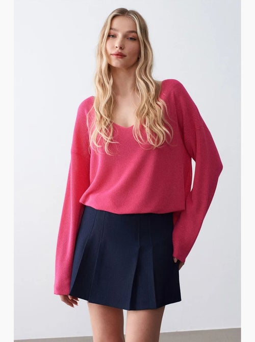 Pull en maille côtelée à col v pour femme dilvin - Kiabi Pull en maille côtelée à col v pour femme dilvin - Kiabi