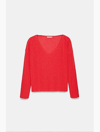 Pull en maille côtelée à col v pour femme dilvin