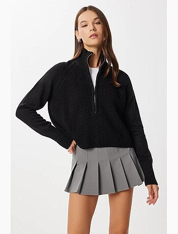 Pull en maille côtelée à col zippé istanbul