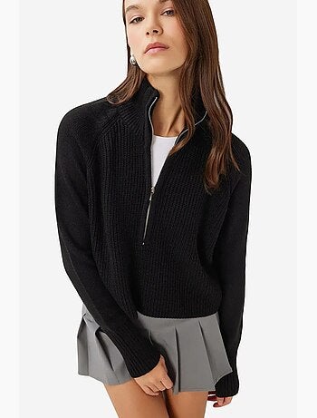 Pull en maille côtelée à col zippé istanbul