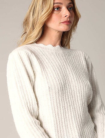 Pull en maille côtelée au toucher moelleux 'Deeluxe'
