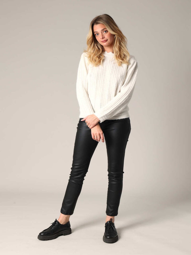 Pull en maille côtelée au toucher moelleux 'Deeluxe' Beige argile - Kiabi