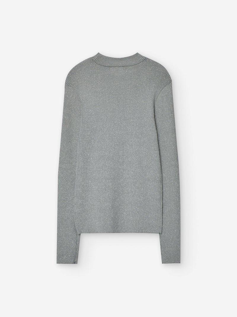 Pull en maille côtelée avec col semi-roulé Gris - Kiabi