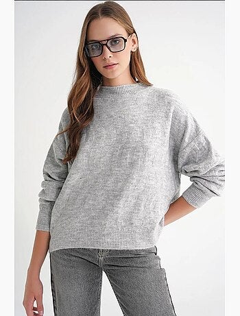 Pull en maille côtelée avec motif tresse de cheveux mixray