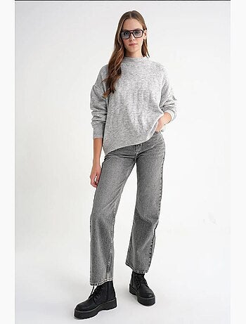Pull en maille côtelée avec motif tresse de cheveux mixray