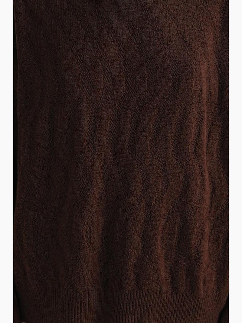 Pull en maille côtelée avec motif tresse de cheveux mixray Marron foncé - Kiabi