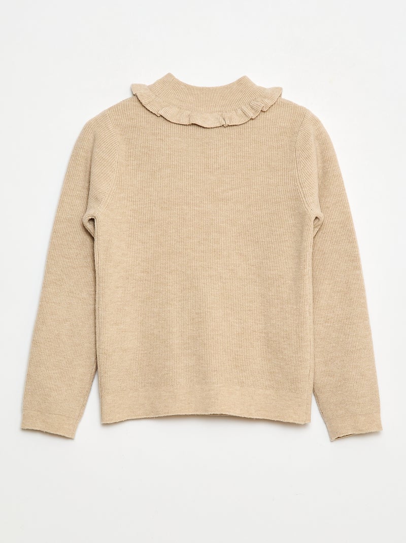 Pull en maille côtelée Beige - Kiabi