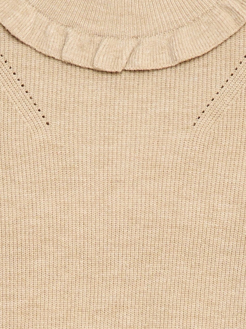 Pull en maille côtelée Beige - Kiabi