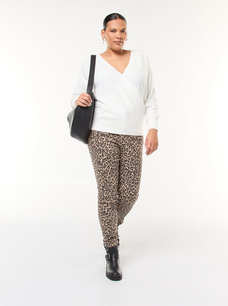 Pull en maille côtelée Blanc - Kiabi
