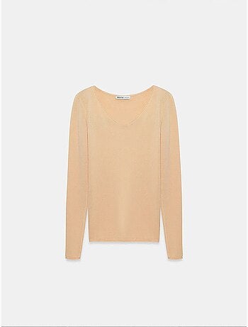Pull en maille côtelée coupe slim à col v dilvin