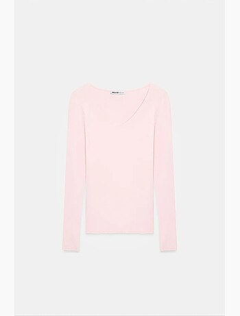 Pull en maille côtelée coupe slim à col v dilvin