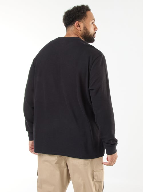 Pull en maille côtelée et col rond - Kiabi