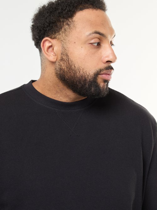 Pull en maille côtelée et col rond - Kiabi