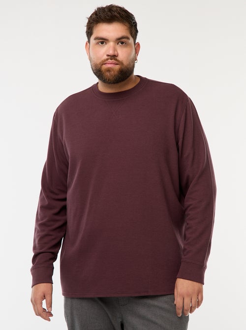 Pull en maille côtelée et col rond - Kiabi