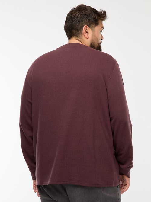 Pull en maille côtelée et col rond - Kiabi