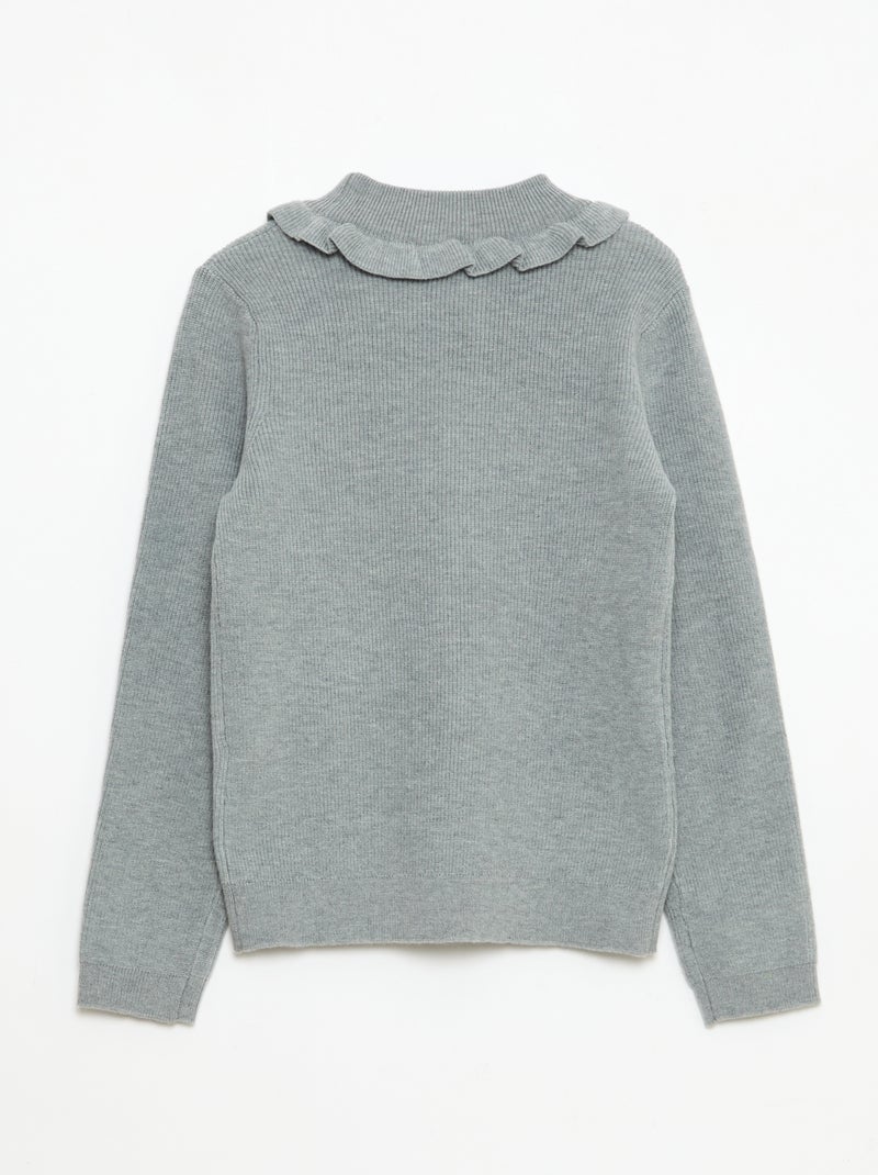 Pull en maille côtelée Gris - Kiabi