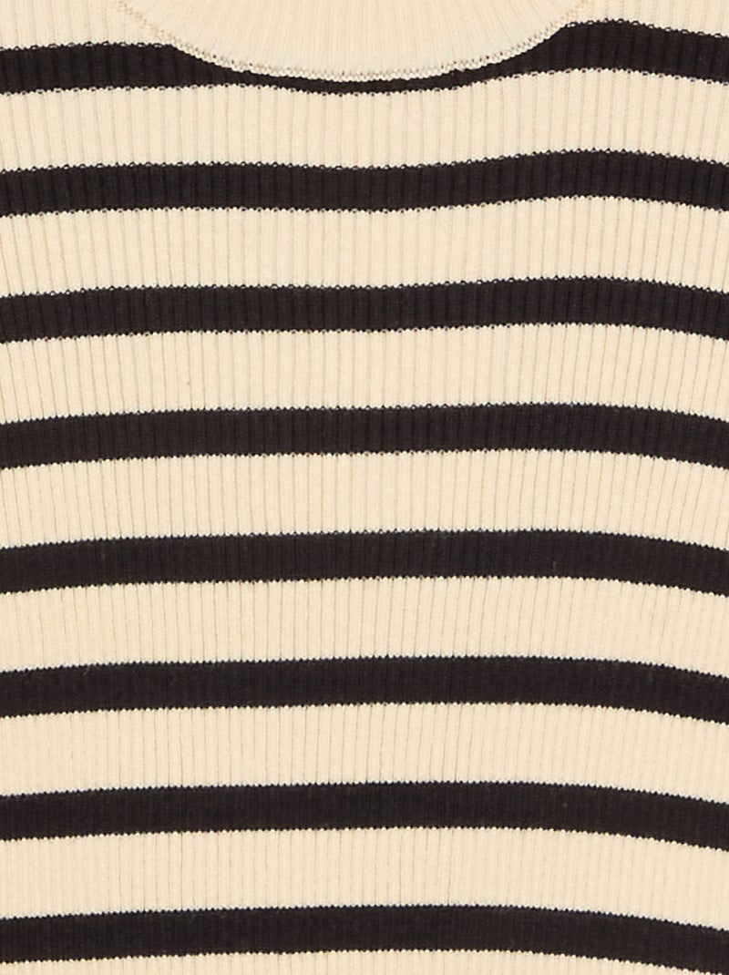 Pull en maille côtelée Noir - Kiabi
