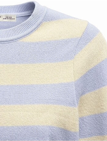Pull en maille côtelée rayée mixray