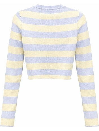 Pull en maille côtelée rayée mixray