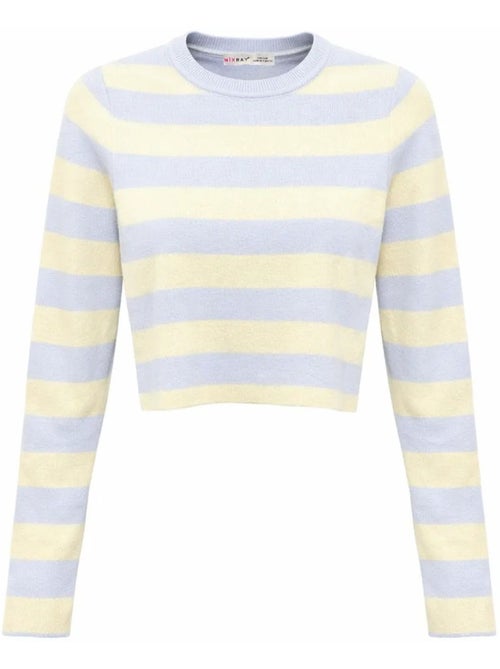 Pull en maille côtelée rayée mixray - Kiabi