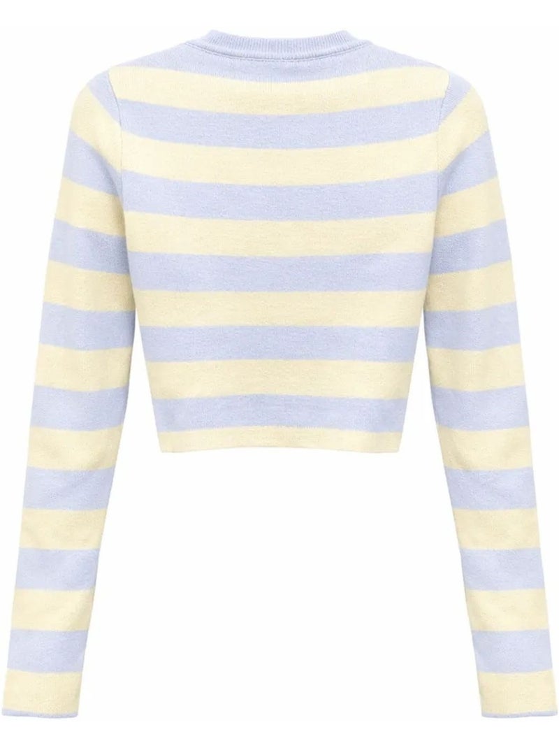 Pull en maille côtelée rayée mixray Bleu ciel - Kiabi