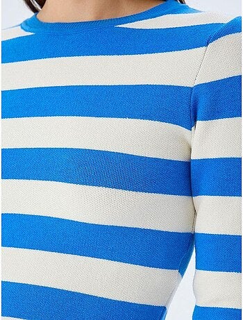 Pull en maille côtelée rayée mixray