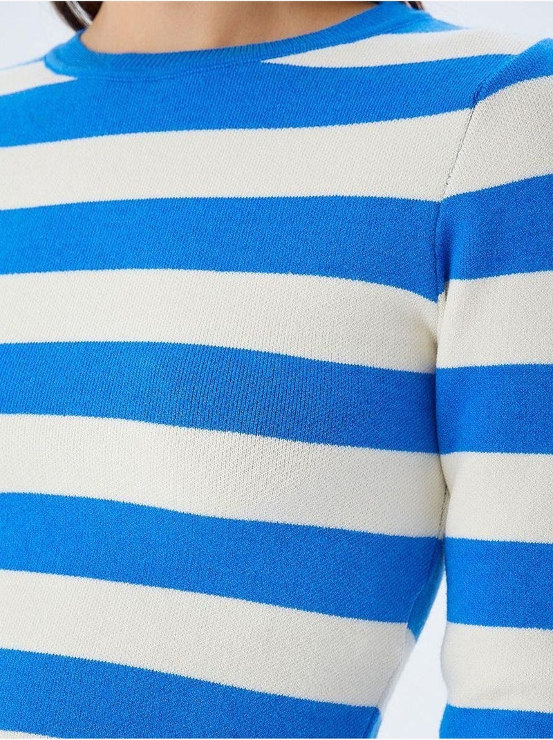 Pull en maille côtelée rayée mixray Bleu électrique - Kiabi