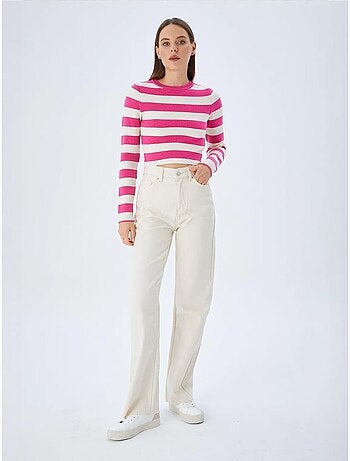 Pull en maille côtelée rayée mixray